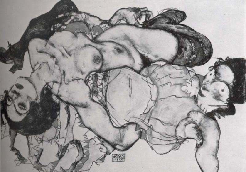 Egon Schiele Two girls lying entwined
